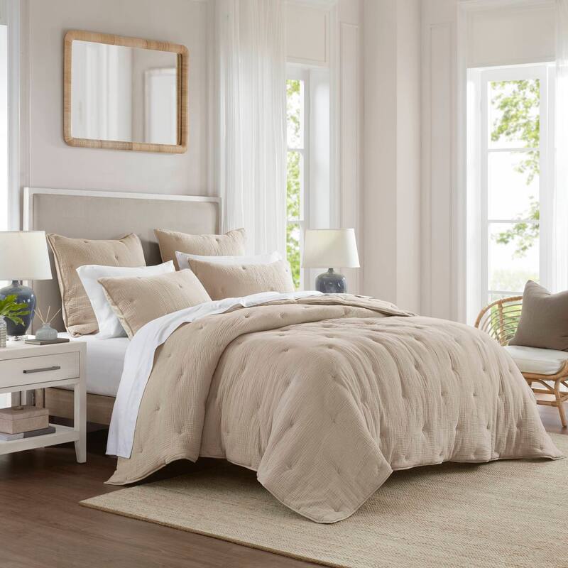 Harbor House Breeze Cotton Gauze Embroidered Quilt Set