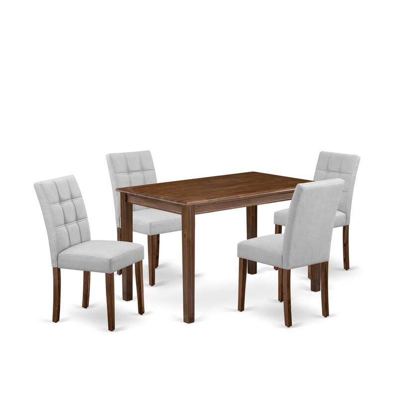 HomeStock 5-Piece Antique Walnut Finish Solid Wood Top - Rectangular Dining Room Set - Seats 4