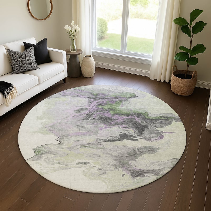 Premium Washable Super Soft Modern Glam Mayfield Rug - Aloe - 8' x 8'