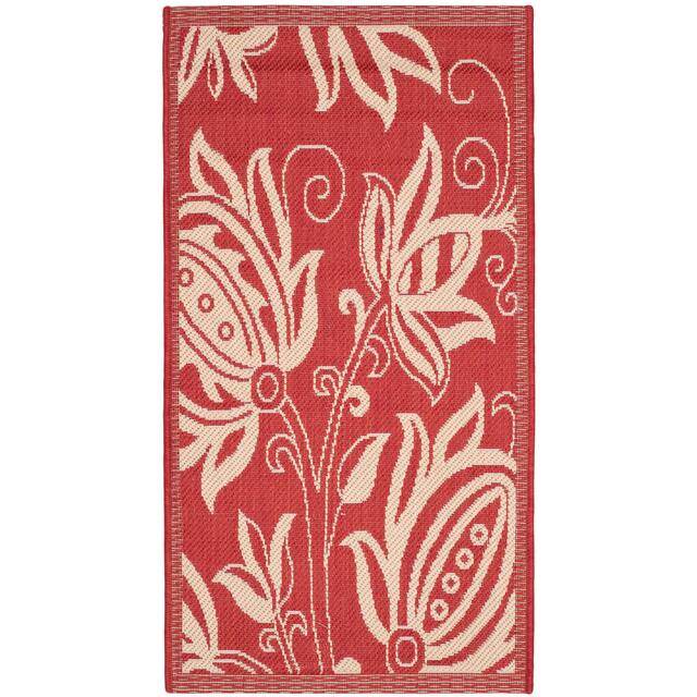 SAFAVIEH Courtyard Leatrice Indoor/ Outdoor Patio Backyard Rug - 2' x 3'7" - Red/Natural