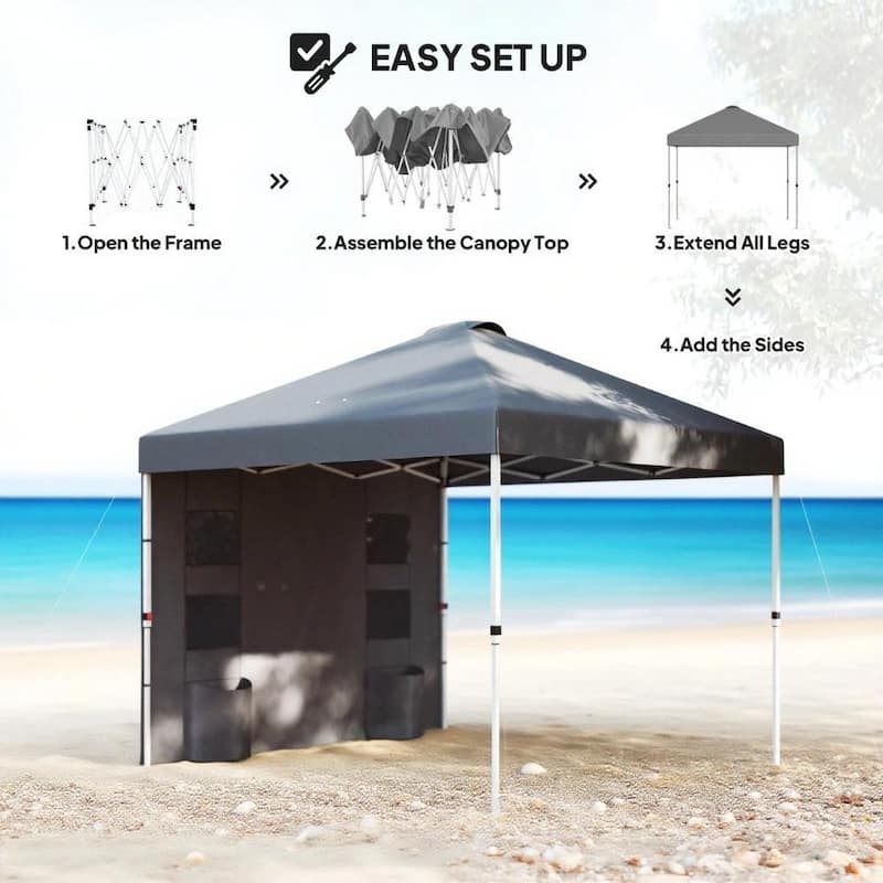 GDFStudio - 10x10 ft Pop-Up Outdoor Canopy Tent with Sidewall & Storage