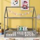 preview thumbnail 3 of 6, Gray Full Pine House Bed with Fence, Door, Solid Construction