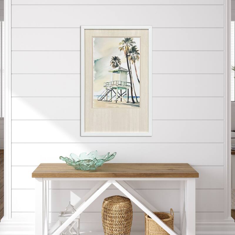 Paragon Boho Beachy Green Framed Art - Plastic