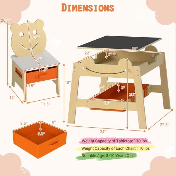 Costway 5-in-1 Kids' Table & Chair Set with Chalkboard, Whiteboard, 3 - See Details