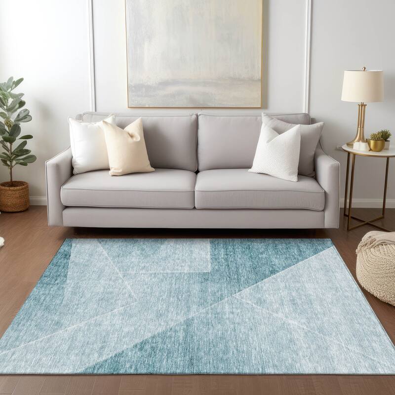 Machine Washable Indoor/ Outdoor Chantille Contemporary Abstract Rug