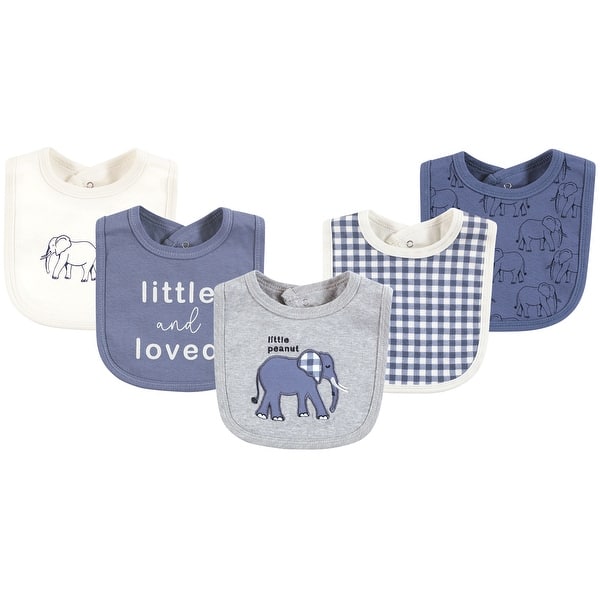 slide 1 of 1, Touched by Nature Infant Boy Organic Cotton Bibs, Blue Peanut, One Size - Blue Peanut - One Size One Size - Blue Peanut