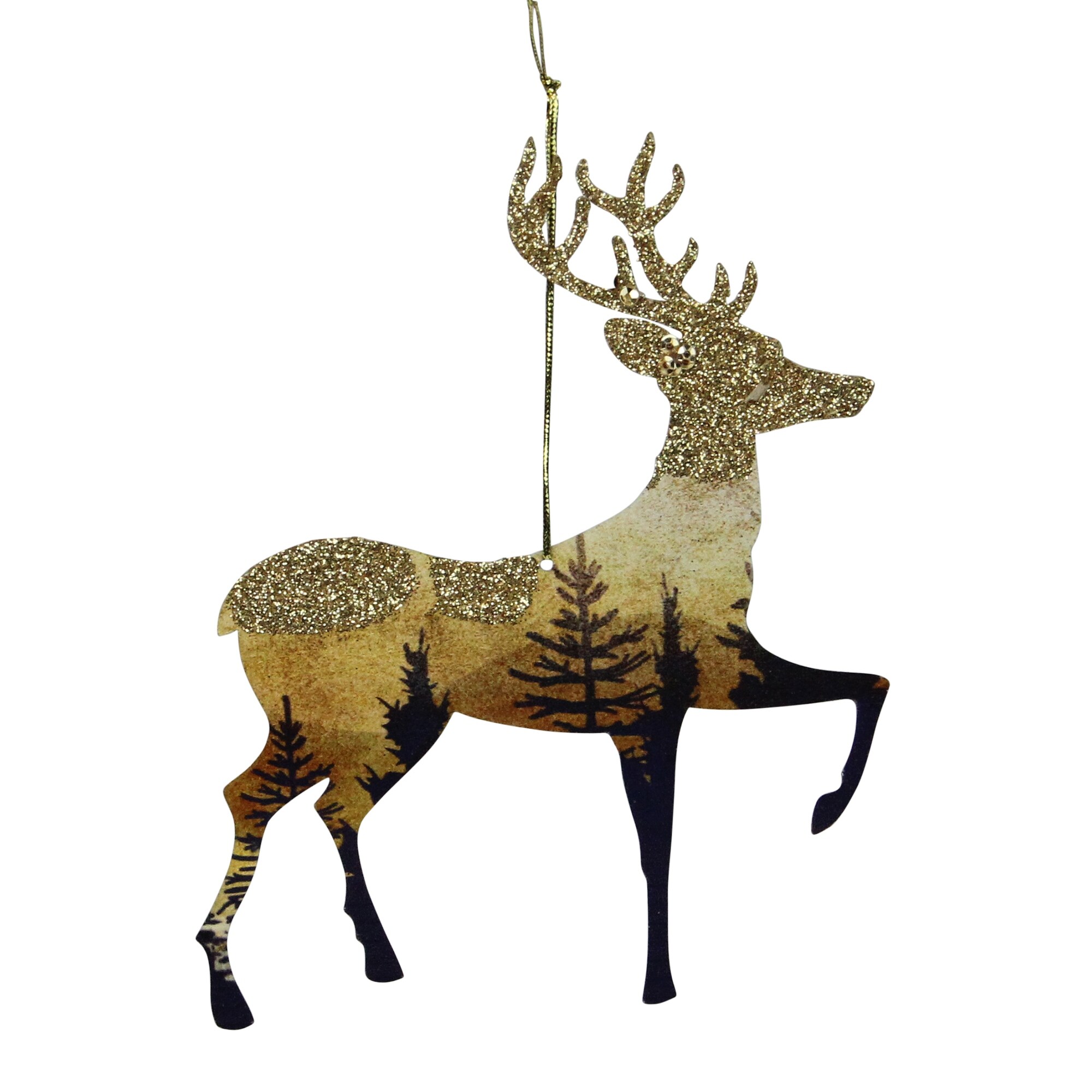 Shop 6 Glittered Woodland Reindeer Silhouette Christmas Ornament Overstock 24260593