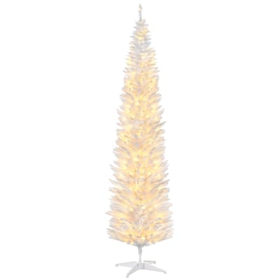 8' Pre-Lit Slim Noble Fir Artificial Christmas Tree with 300 LED Lights and 618 Tips