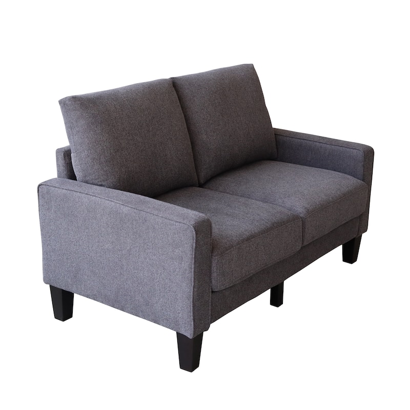 Small Fabric Upholstered 2 Seat Sofa with Solid Wood Leg and Ultra Thick Cushion