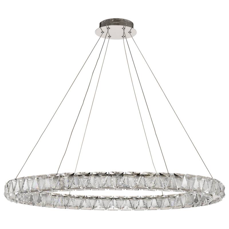 Asher LED 36 Inch Round Pendant Polished Nickel Finish K9 Crystal - Polished Nickel