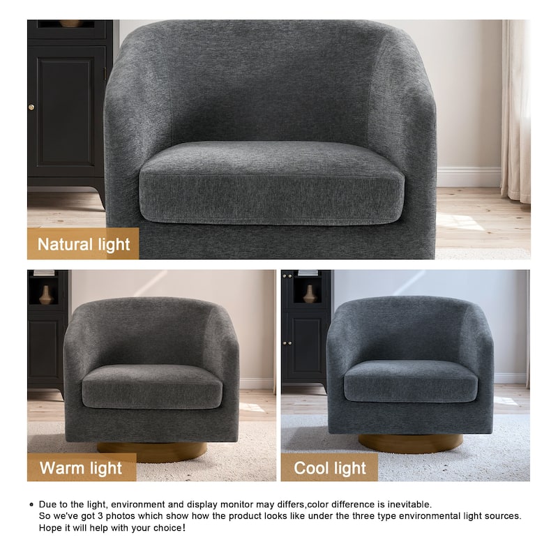 Faux Leather Wide Seat Swivel Barrel Chair