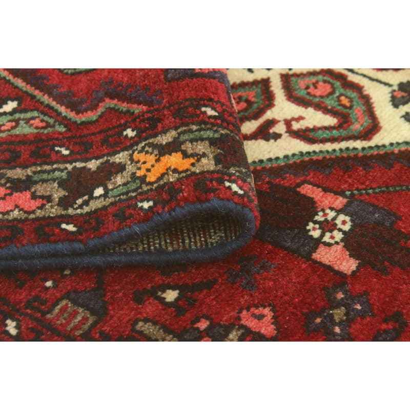 Noori Rug Fine Vintage Distressed Joey Burgundy/Ivory Runner - 3'5" x 8'11"