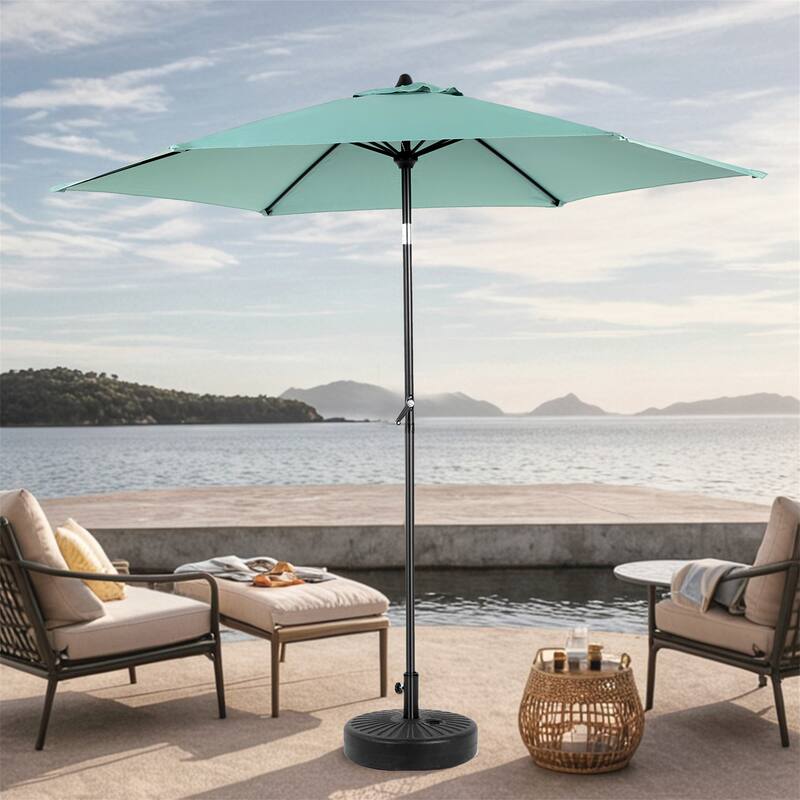 104" Patio Umbrella with Push Button Tilt,6 Ribs and Crank (No Base) - Light Green