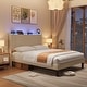 preview thumbnail 40 of 73, Queen/ Full Vertical Channels Upholstered Bed with Wingback Headboard Beige Light - Queen