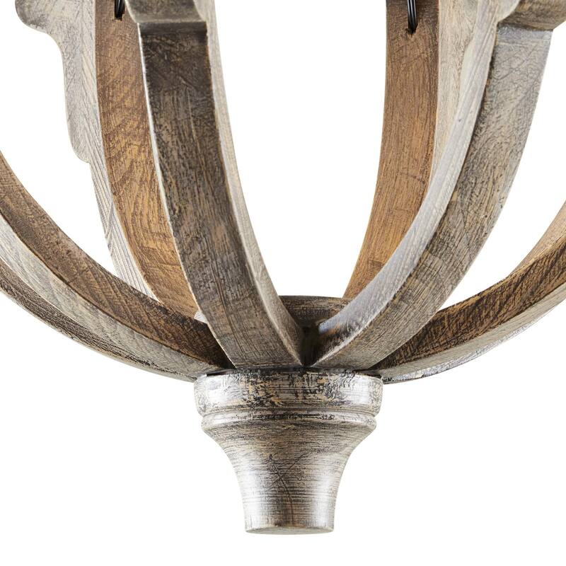 Wood Caged Style 8 Light Chandelier with Link Style Chain - Brown - Roche River Decor