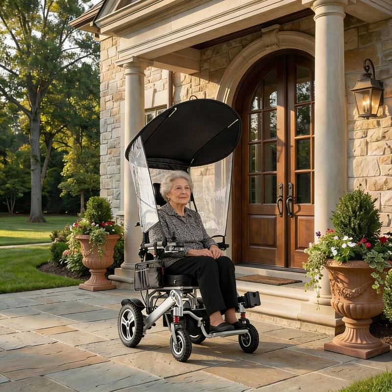 Foldable Electric Wheelchair for Adults, 300W Motor, Lightweight Aluminum Frame, Portable Power Wheelchair