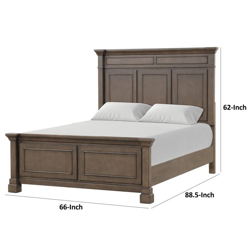 Huder Queen Bed, Panel Molded Headboard and Footboard, Walnut Brown