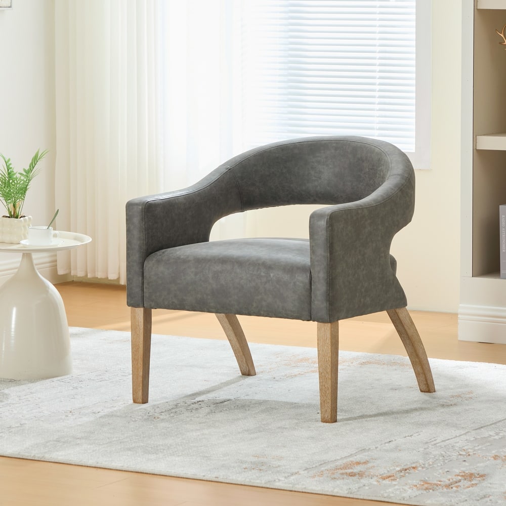 26.3"W PU Leather Accent Chair,Modern Armchair with Wood Legs