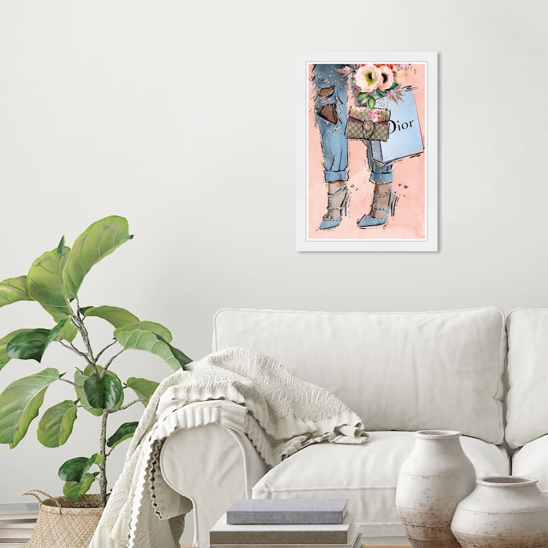 Wynwood Studio Prints Fashion and Glam Stroll in Italy Blush Pink and Pastel Pink Glam Wall Art Canvas Print - White