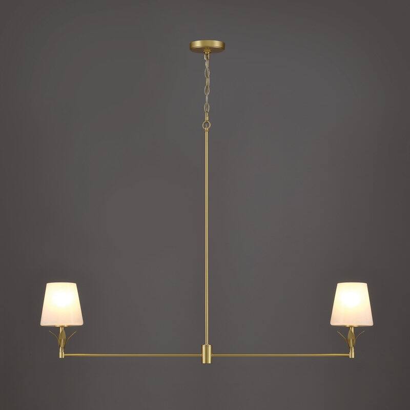 Acroma - 2 Light Gold Steel & Glass Dimmable Modern Linear Chandelier - N/A