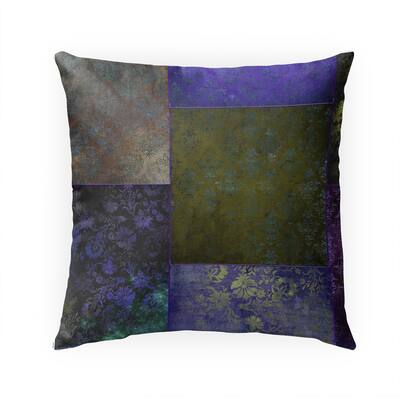 ECLECTIC BOHEMIAN PATCHWORK PURPLE GREEN AND GOLD Indoor|Outdoor Pillow By Kavka Designs