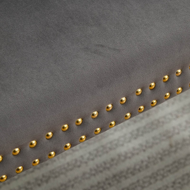 Velvet Double Dining Loveseat Bench, 2-Seat Tufted Bench w/Handmade Buttons, Wing Back, Gold-Plated Steel Legs,Single Pack