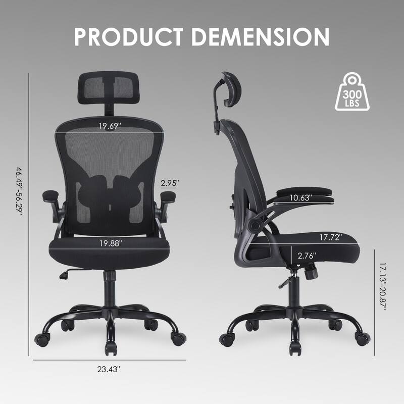 Ergonomic Office Chair, Office Desk Chair with Headrest, High Back Computer Chair with Armrests and Adjustable Lumbar Support