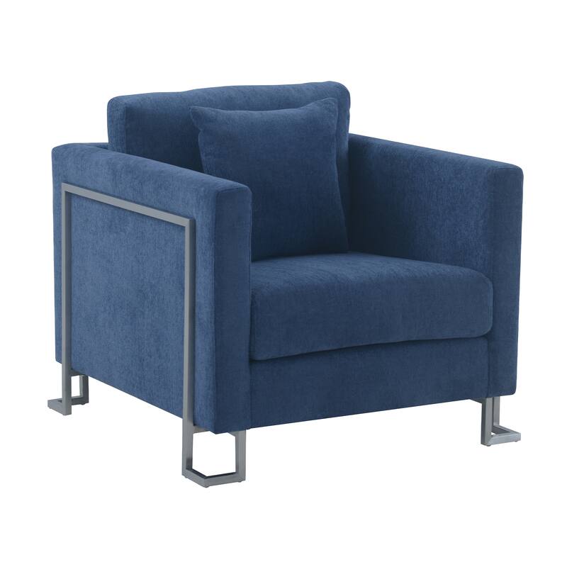 Heritage Fabric Accent Chair with Brushed Stainless Steel Legs
