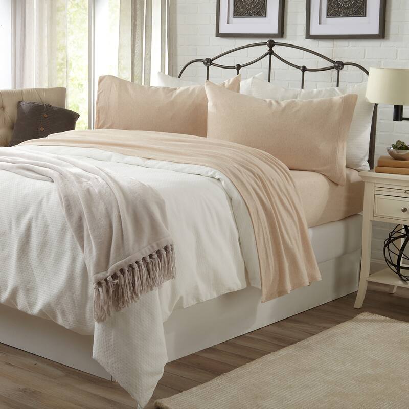 Premium Heathered Melange T-Shirt Jersey Knit Sheet Set
