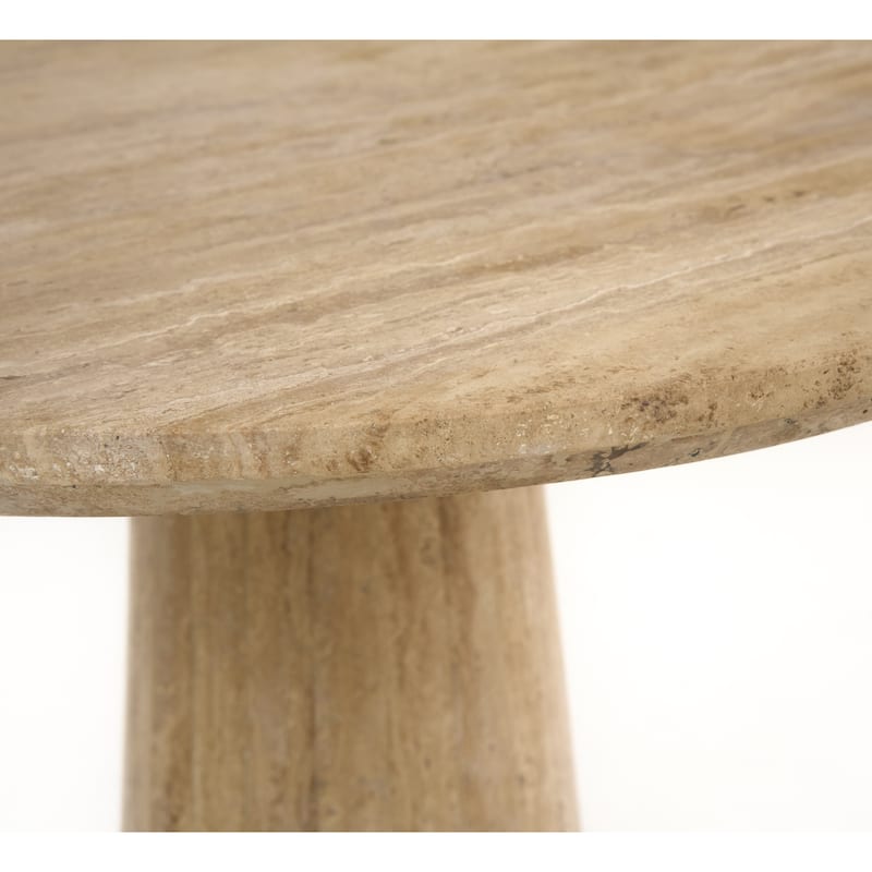 Modrest Velma Modern Travertine Marble Round Dinette Table