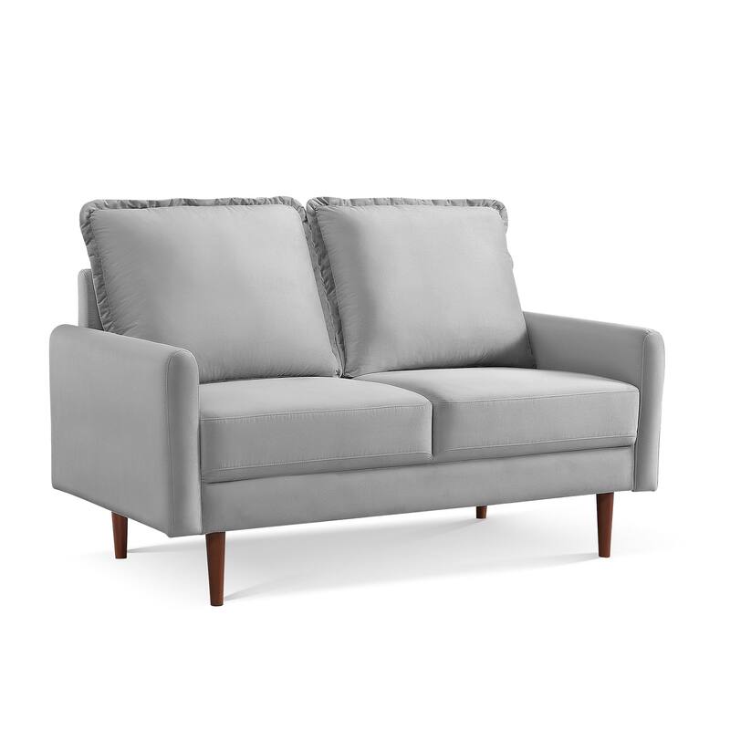 HomeRoots 57" Gray And Dark Brown Velvet Loveseat - 57.00 in. x 39.00 in. x 32.00 in.