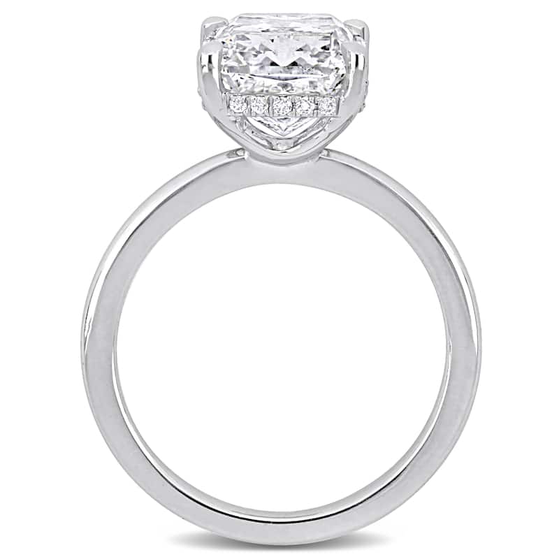 Miadora 5 1/10ct TDW Radiant and Round-Cut Diamond Solitaire Ring in 18k White Gold