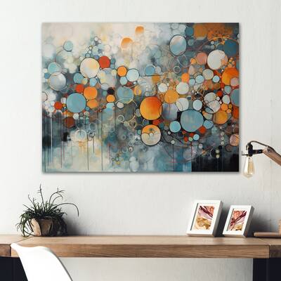 Designart "Orange And Blue Geometric Illusions" Modern Geometric Metal Wall Art