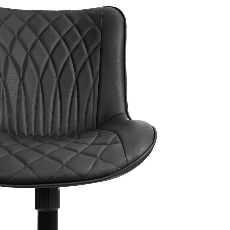 Javlergo Black Armless Office Chair with PU Leather Task Chair with Adjustable Height and Tilt Tension for Home Office Study