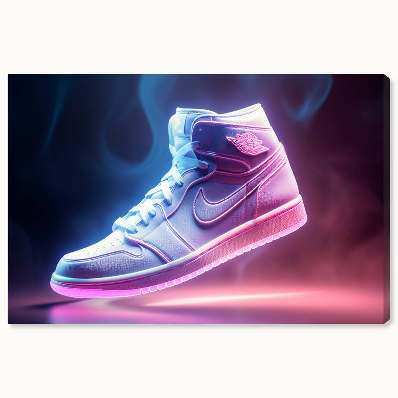 Wynwood Studio Canvas Fashion and Glam Cool Flame Sneaker Purple Modern & Contemporary Wall Art Canvas Print