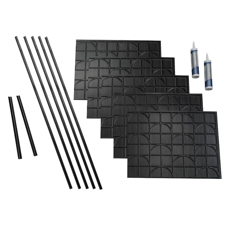 FASÄDE Crescent Decorative Vinyl Backsplash Panel - 15 Sq Ft Kit - Brushed Onyx