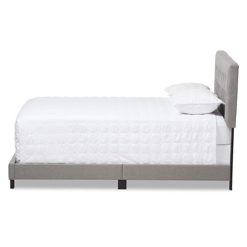 Light Grey Upholstered Bed - Modern Design Fabric Bed Frame - 47"H x 64"W x 83"D