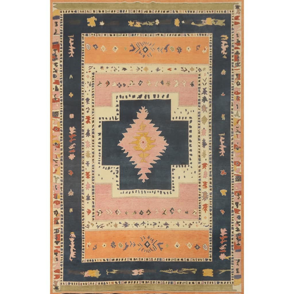 Vegetable Dye Gabbeh Turkish Large Rug Handmade Wool Carpet - 13' 10'' X 10' 4''