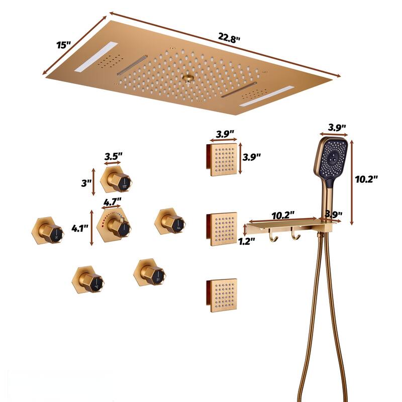 3 Functions Ceiling Mounteded Thermostatic Luxury Shower System with Shower Holder