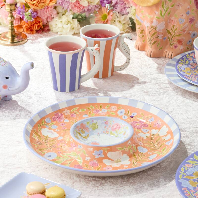 Certified International Menagerie Menagerie Chip & Dip Server - 13.25"L x 13.25"W x 1.75"H