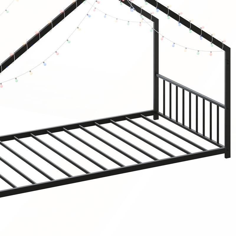 Twin size children's bed frame with LED light strips