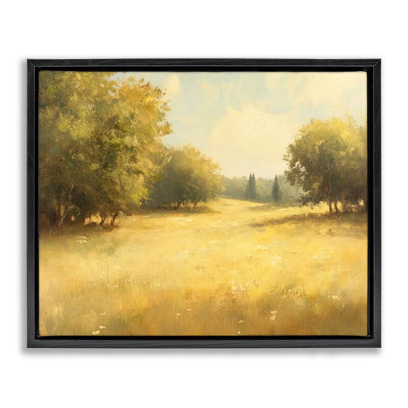 Stupell Calming Countryside Nature Framed Floater Canvas Wall Art Design By Petal Prints Design - 31 x 25 - Black