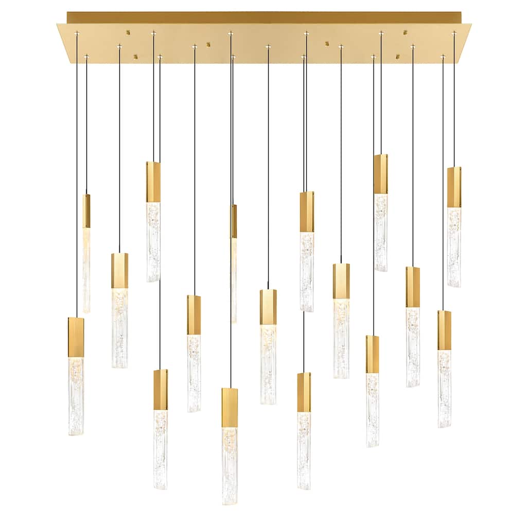 Greta Integrated LED 48in Brass Chandelier with Handcrafted Glass