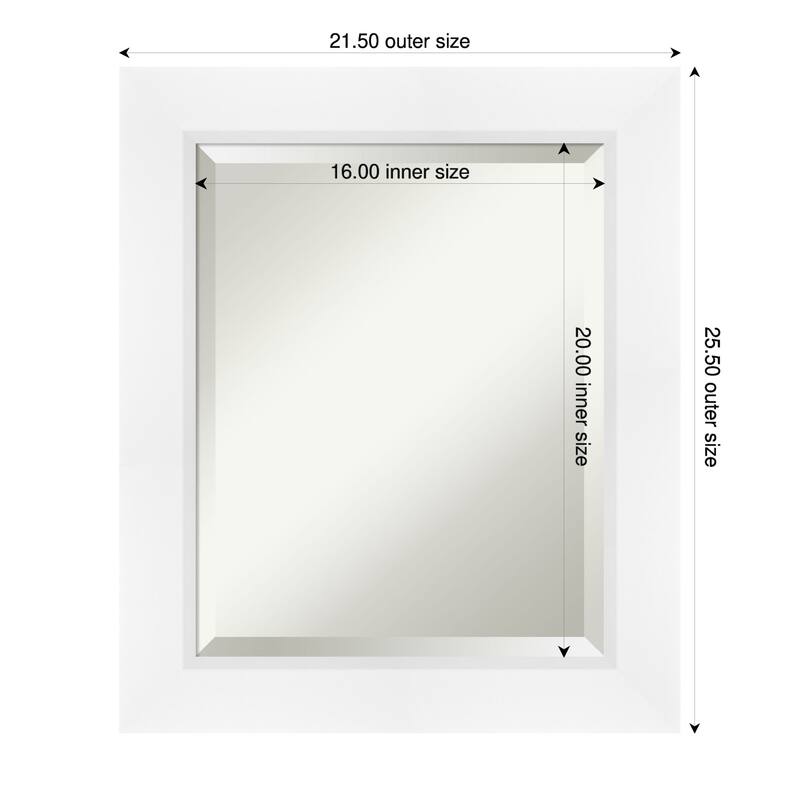 Sloped Beveled Framed Wall Mirror - 22 x 26 in - Sloped White