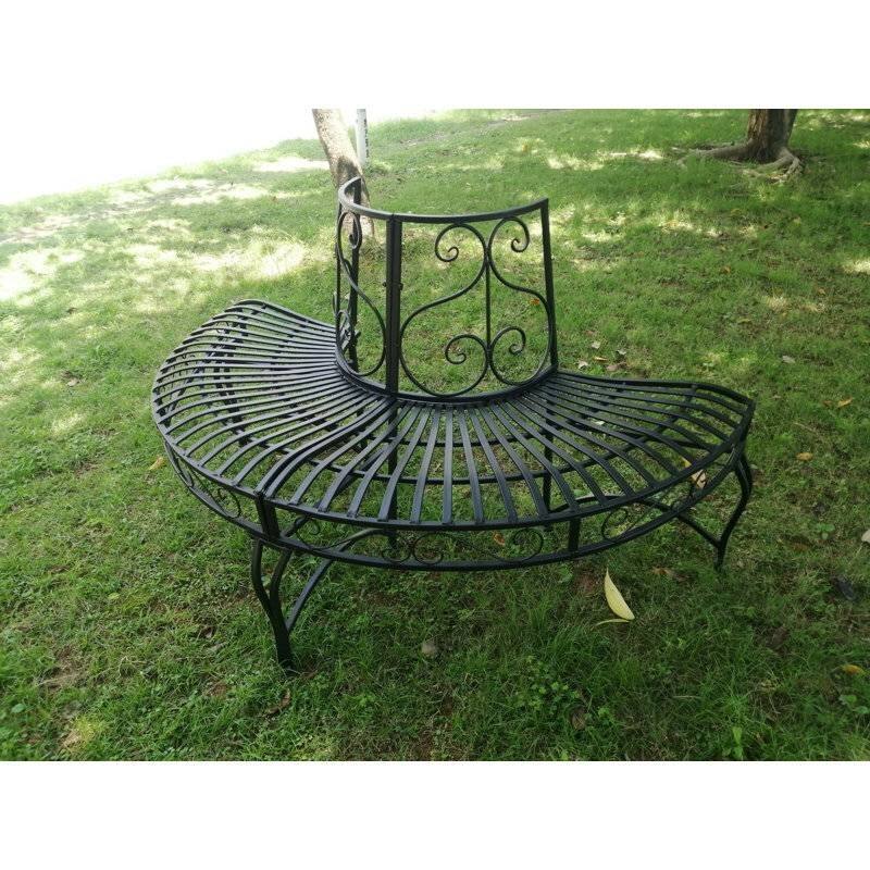 Powder-Coated Aluminum Semi-Circle Outdoor Tree Bench - 27.95 D x 55 W x 31.89 H (inches)