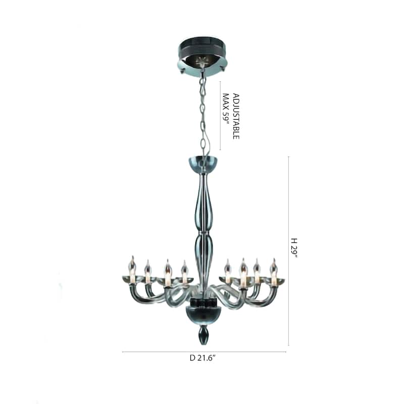 8-Light Chrome Chandelier With Clear Glass Accents