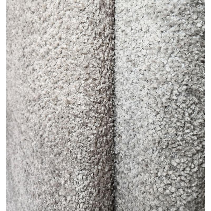 Queen Size Upholstered Bed Frame with Hidden Storage and High Padded Headboard in Pewter