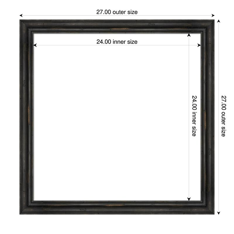 Amanti Art Rustic Pine Black Narrow Framed Dry Erase Magnetic Board - 27 x 27 in - Rustic Pine Black Narrow