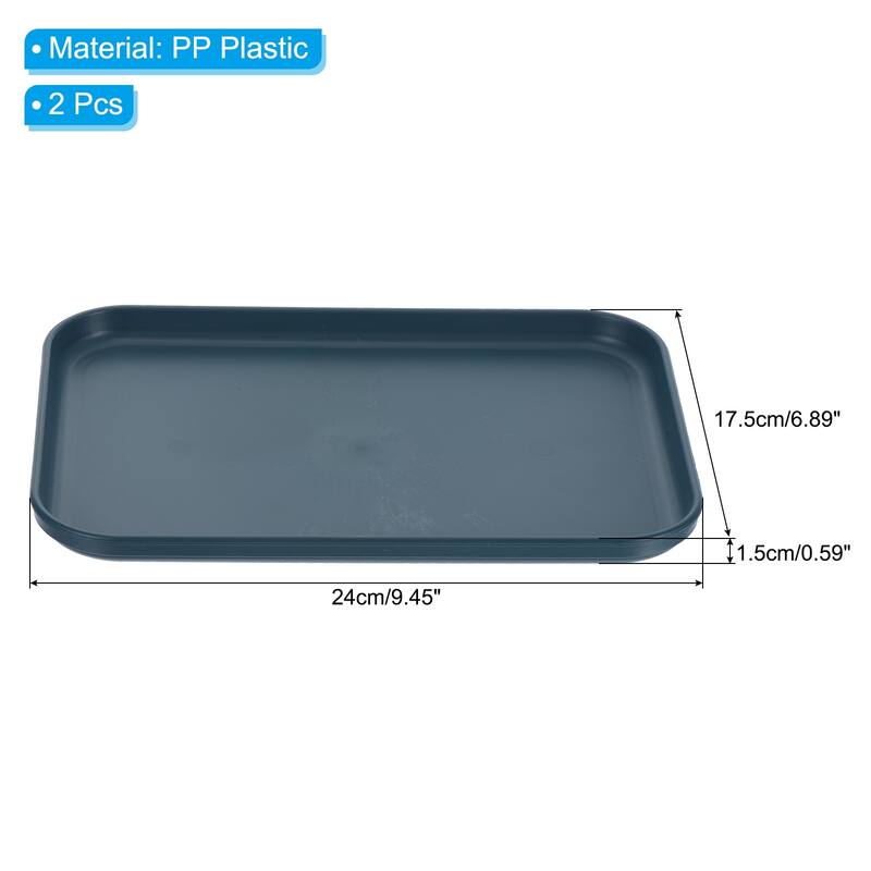 Fast Food Tray, 2 Pack PP Plastic Reusable Serving Tray - Dark Blue - 9x7"