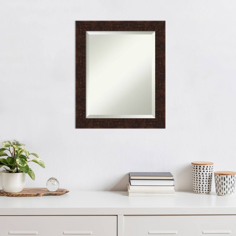 Beveled Wall Mirror - William Mottled Bronze Narrow Frame - William Mottled Bronze Narrow
